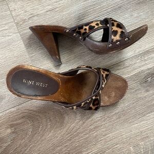 Vintage Nine West calf hair mules